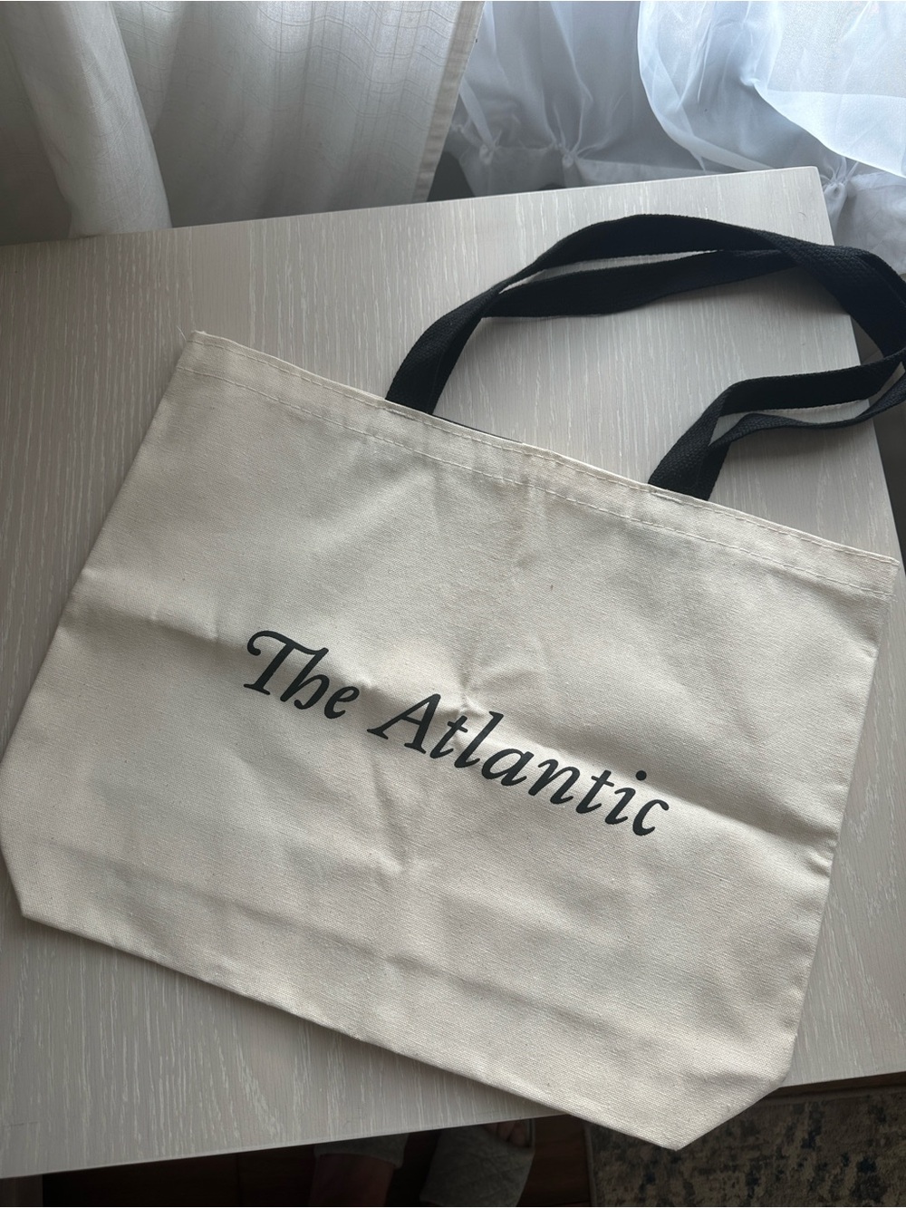 The Atlantic Canvas Tote Bag in Cream with Black Straps